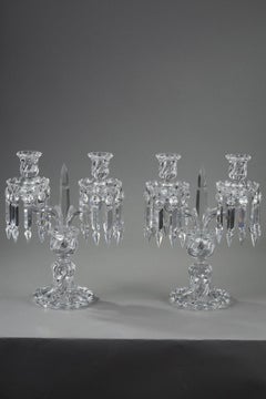 Pair of Baccarat crystal two-light candelabra