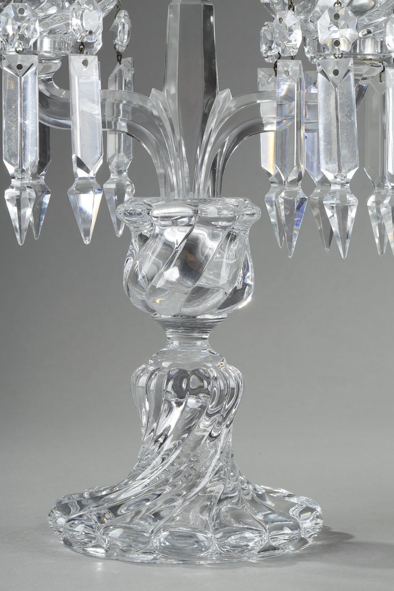 Pair of Baccarat crystal two-light candelabra 3