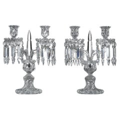 Coppia di candelabri a due luci in cristallo Baccarat