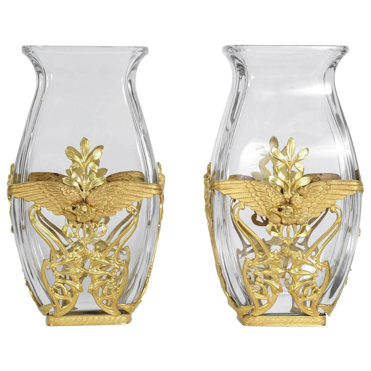 Pair of Baccarat Crystal Vases For Sale