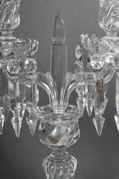 Paire de candélabres en cristal taillé de Baccarat, XIXe siècle, période Napoléon III.