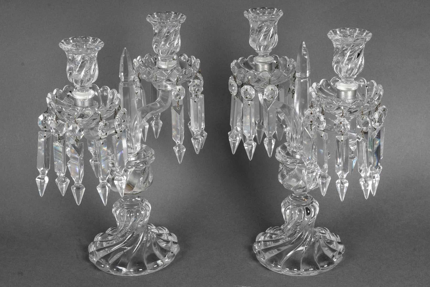 Pair of Baccarat Cut Crystal Candelabra, 19th Century, Napoleon III Period. 1