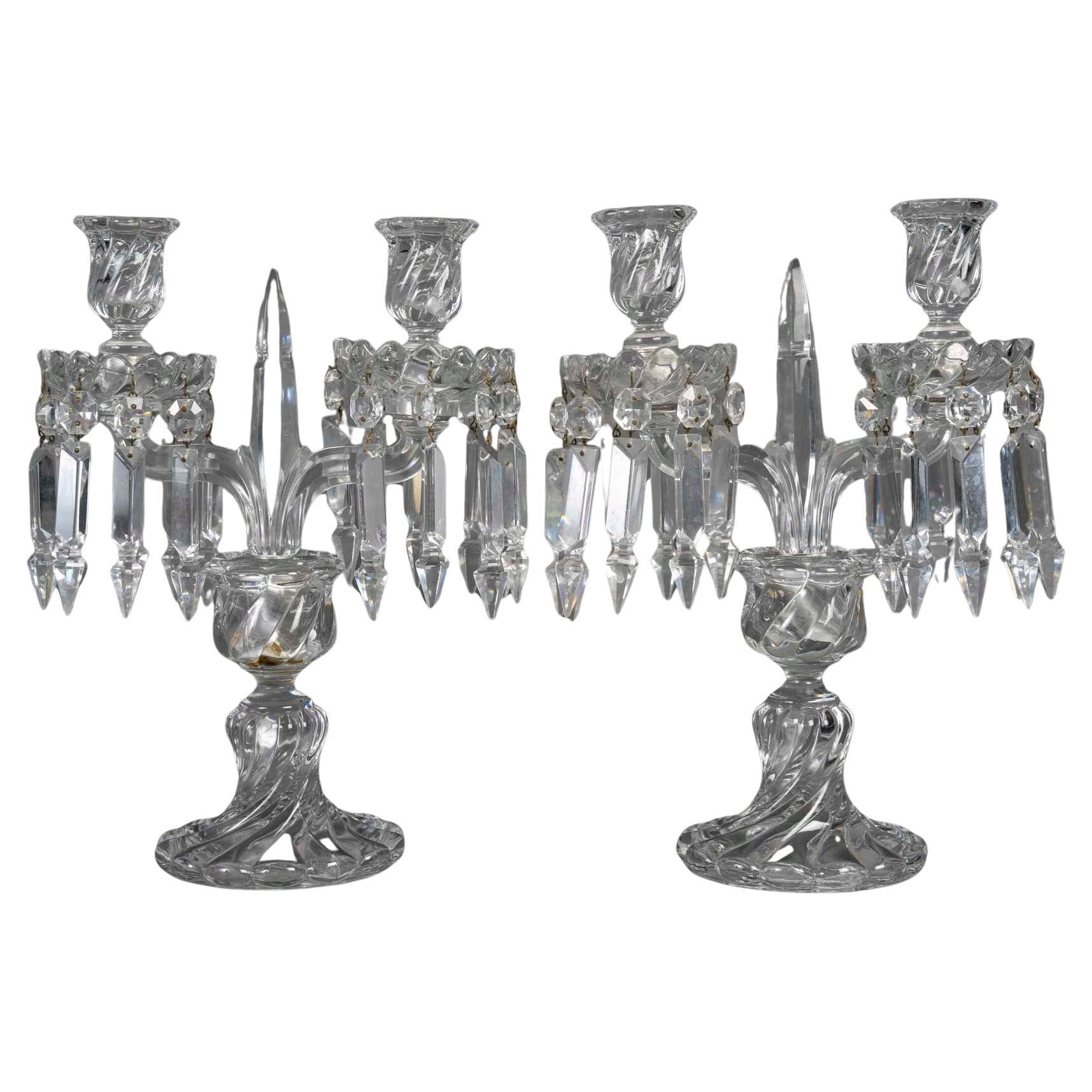Paire de candélabres en cristal taillé de Baccarat, XIXe siècle, période Napoléon III.