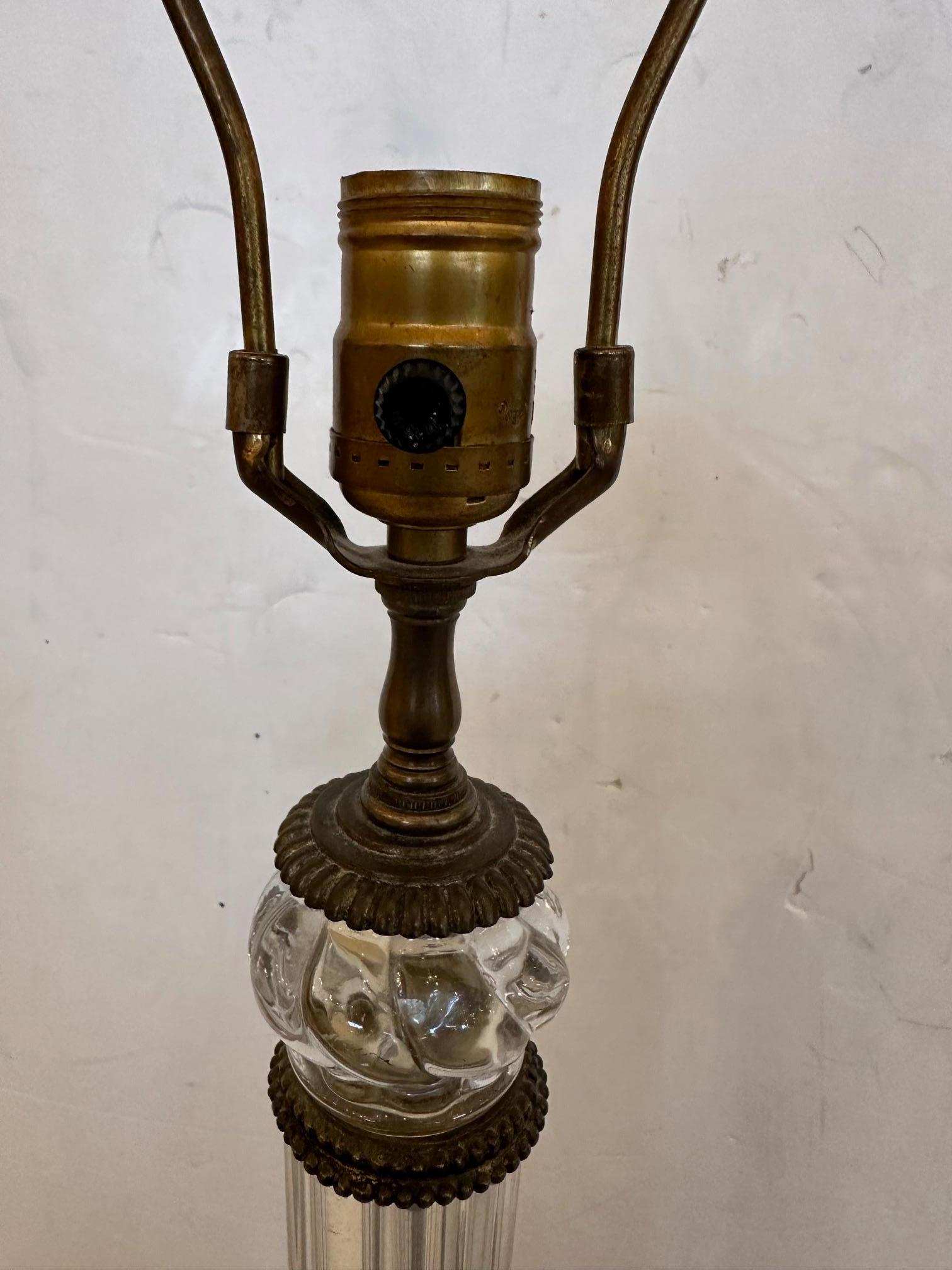 Paire de lampes colonnaires Baccarat soufflées à la main avec montures en bronze en vente 2