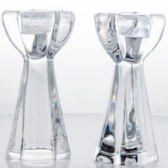 Pair of Baccarat Diomede Clear Crystal Candle Holders, France