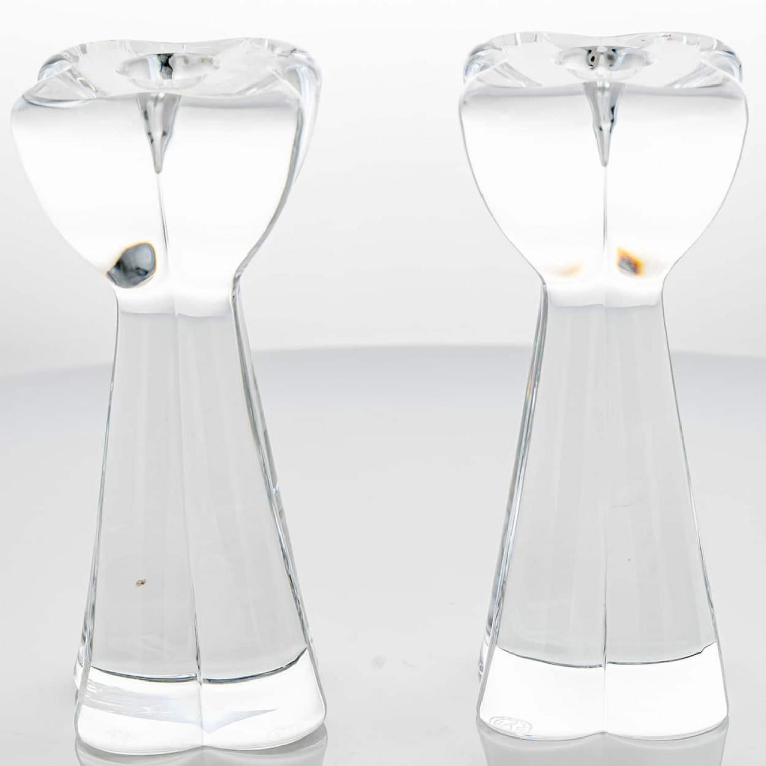 Coppia di portacandele in cristallo trasparente Baccarat Diomede, Francia In condizioni buone in vendita a Rijssen, NL