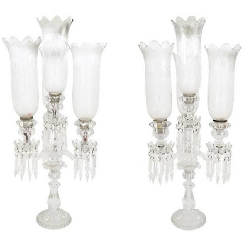 Pair of Baccarat Four Light Candelabras