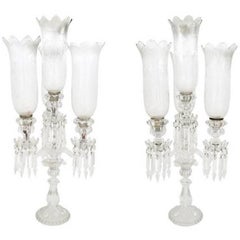 Pair of Baccarat Four Light Candelabras