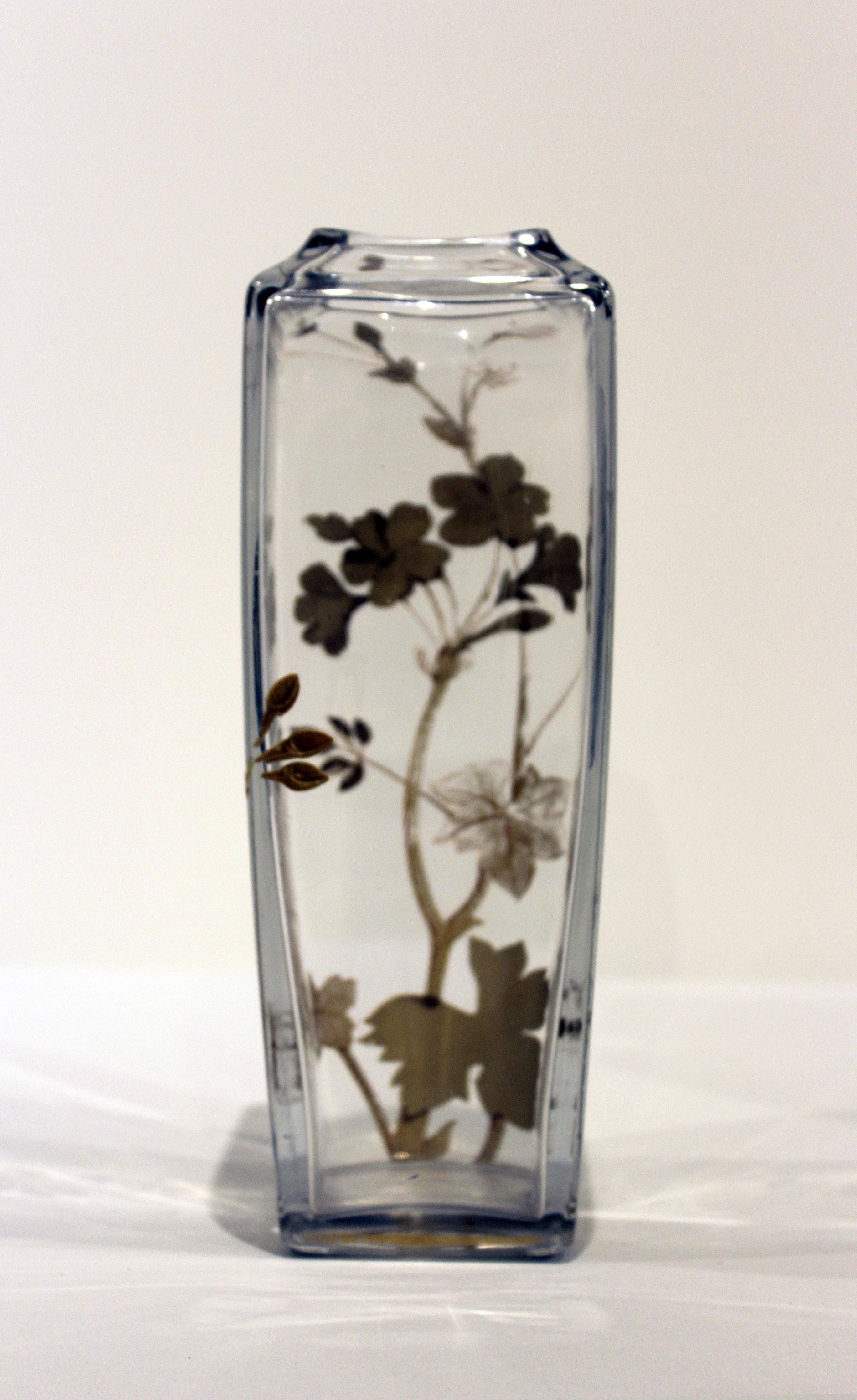 French Pair of Baccarat Glass Vases Signed For Sale