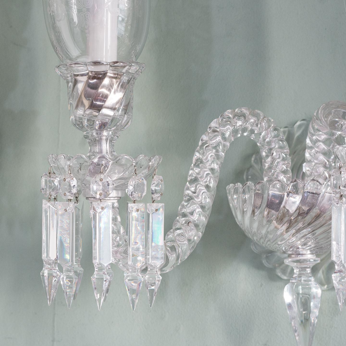 Pair of Baccarat Glass Wall Appliques In Good Condition In London, GB