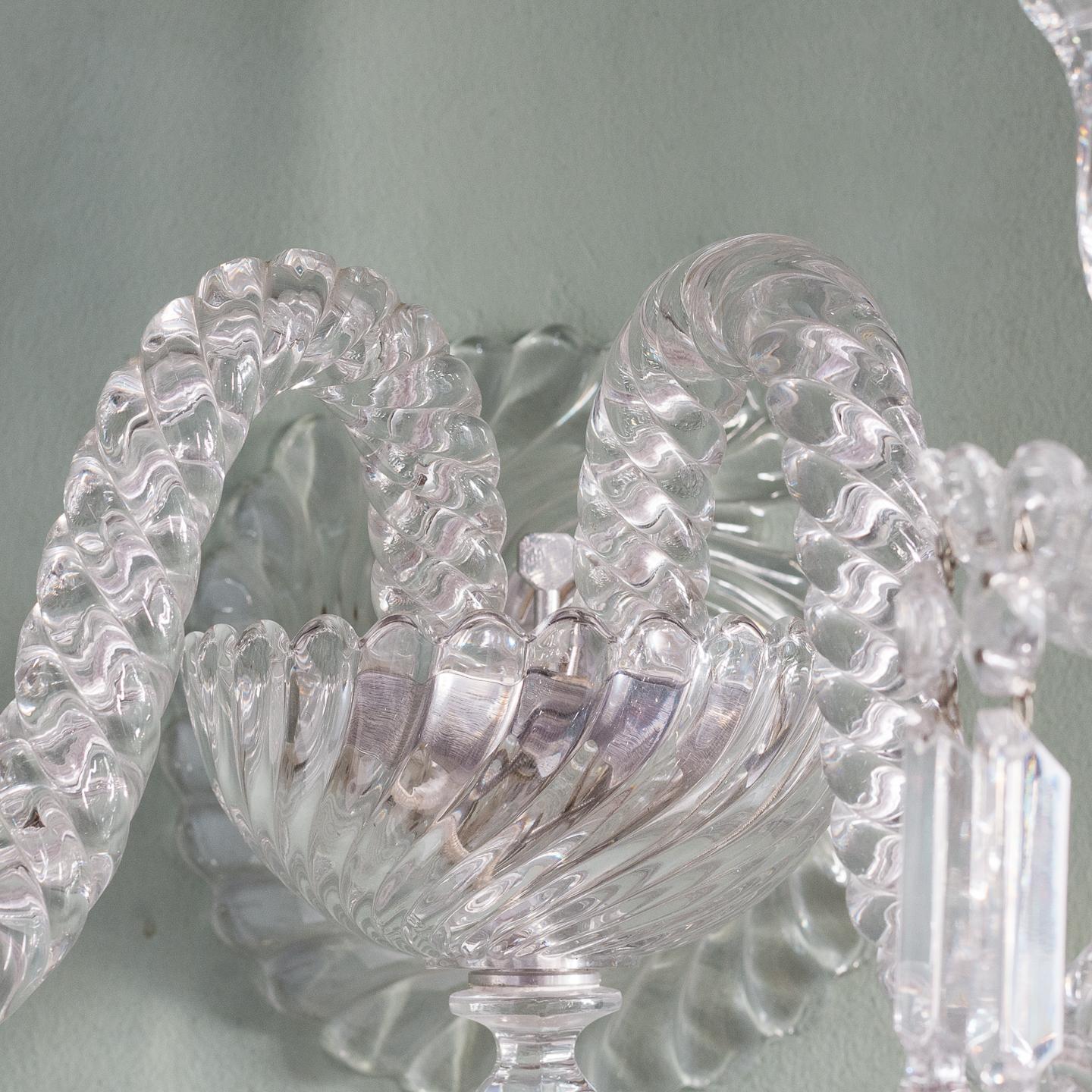 Late 20th Century Pair of Baccarat Glass Wall Appliques