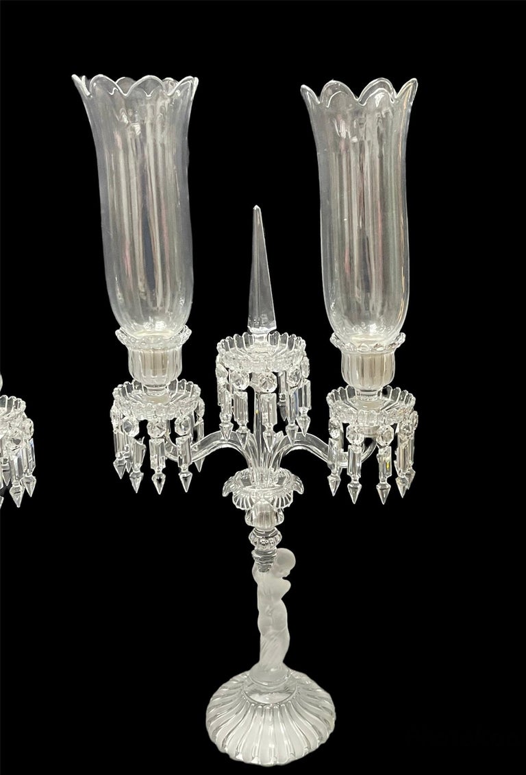 Neoclassical Pair of Baccarat “L’Enfant” Crystal Candelabras For Sale