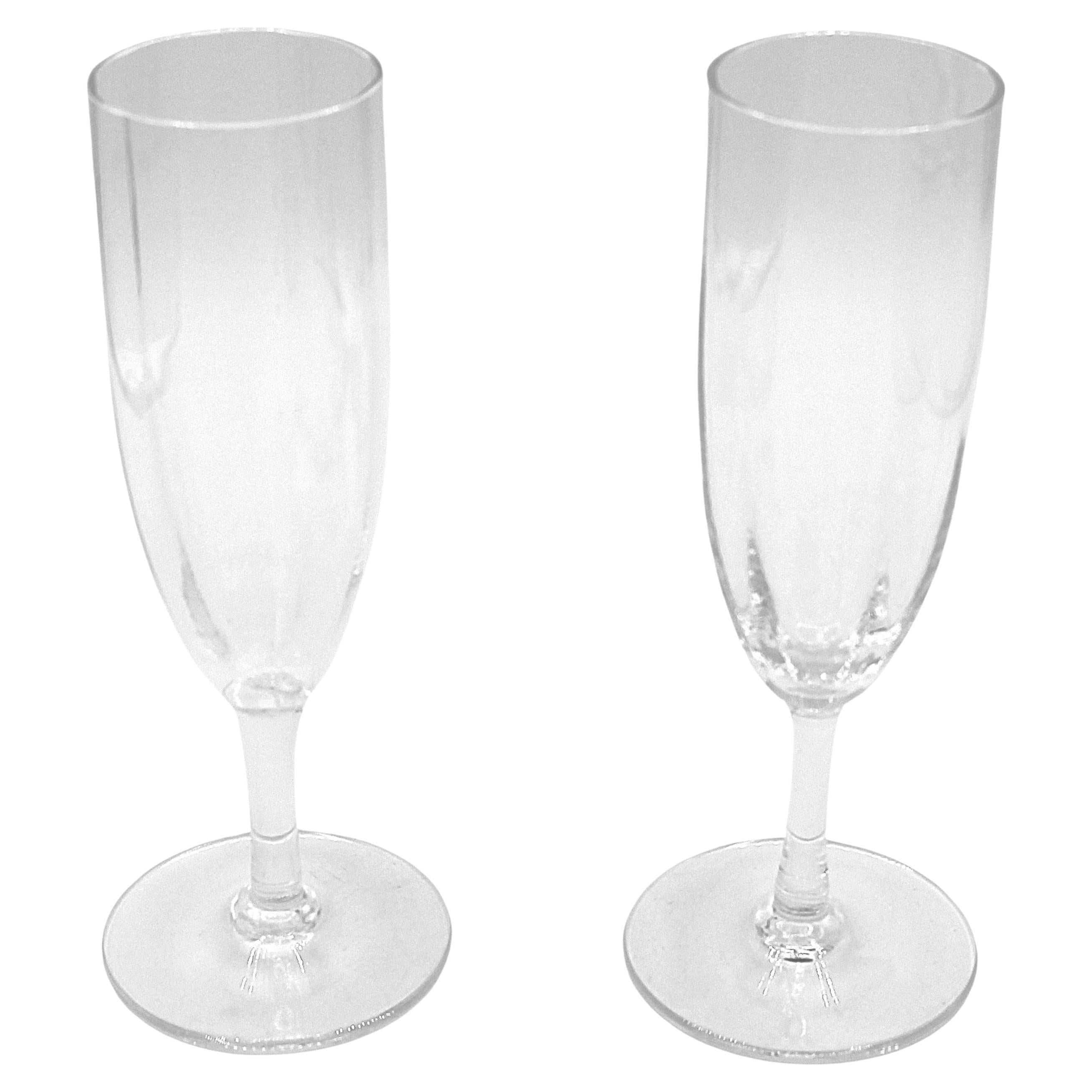 Pair of Baccarat Montaigne Optic Champagne Flutes