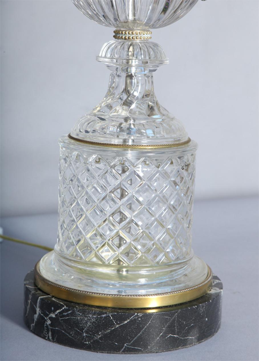 Pair of Baccarat Spiral Urn Glass Lamps For Sale 4