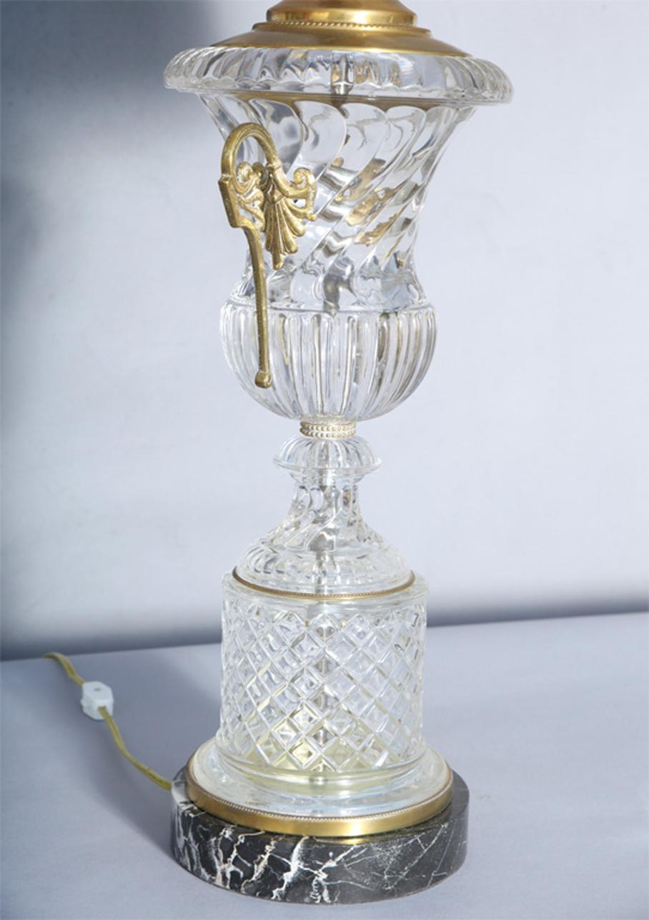 Pair of Baccarat Spiral Urn Glass Lamps For Sale 5