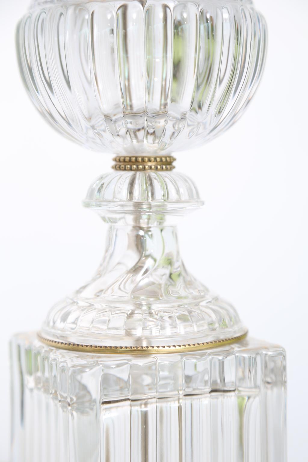 Pair of Baccarat Spiral Urn Table Lamps In Excellent Condition In West Palm Beach, FL