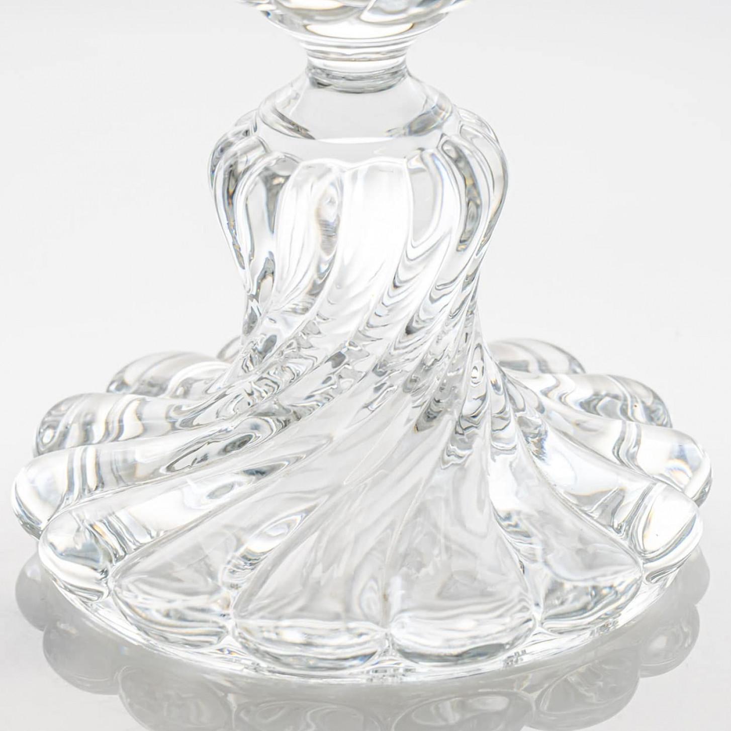 Francese Pair of Baccarat Structured Clear Crystal Vases, France in vendita