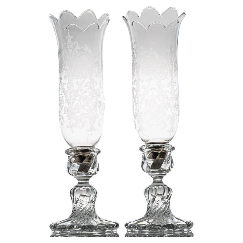 Pair of Baccarat Structured Clear Crystal Vases, France
