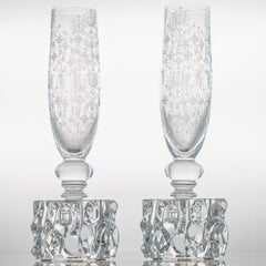 Pair of Baccarat Structured Exquisite Clear Crystal Vase, France