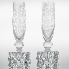 Paar Baccarat strukturierte exquisite Vase aus klarem Kristall, Frankreich
