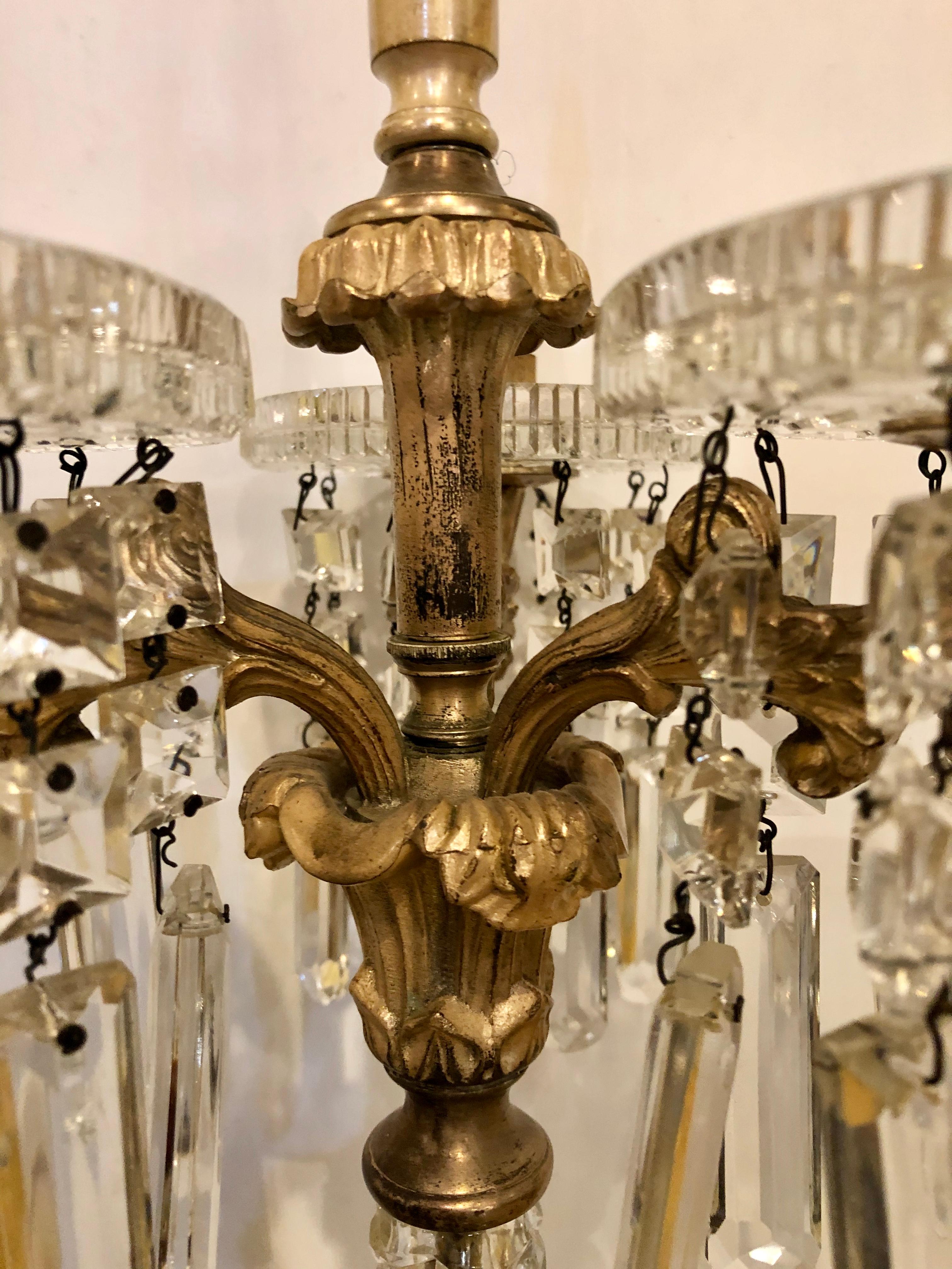 Pair of Baccarat Style Crystal Three-Arm Candelabras 5