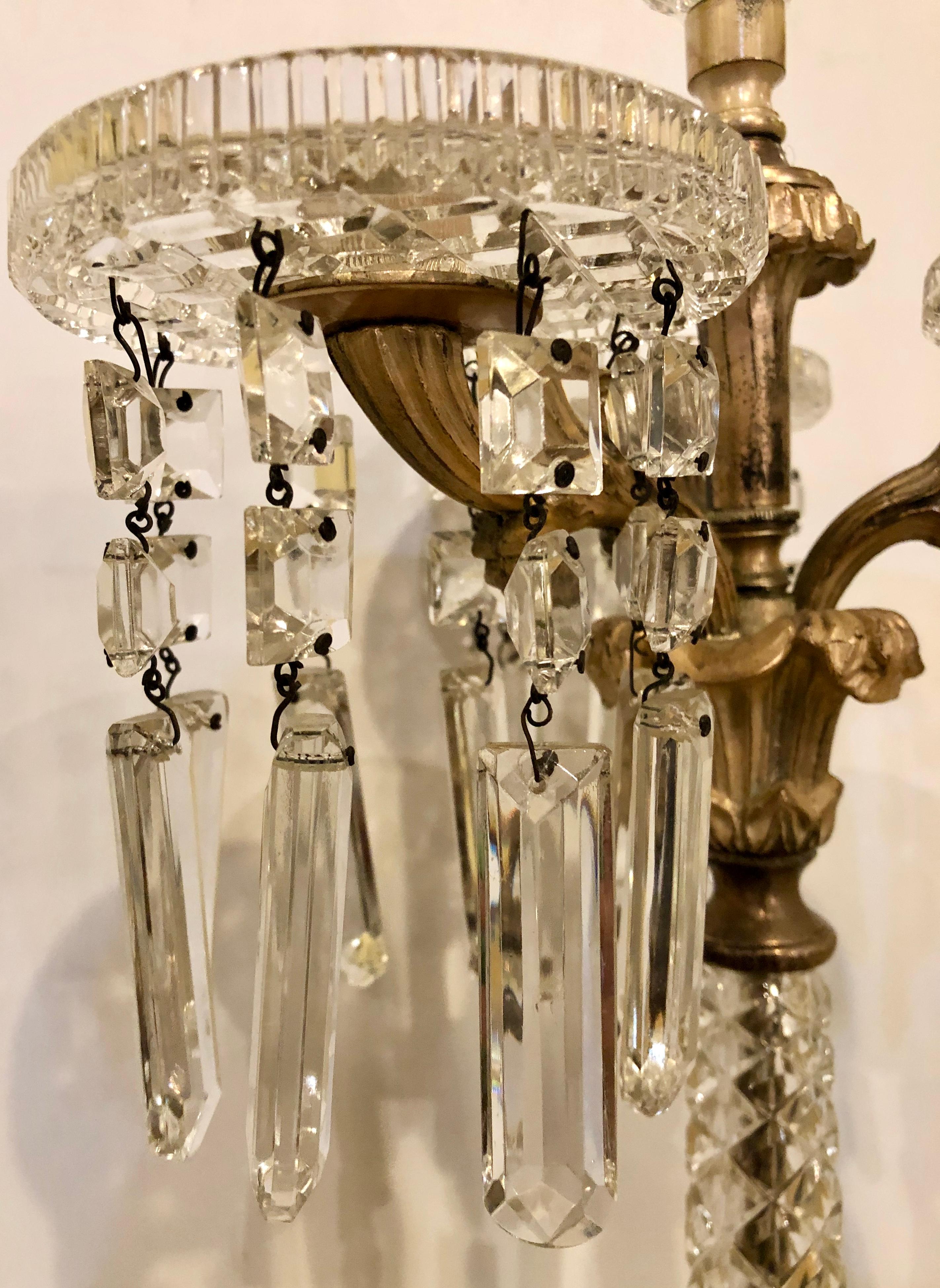 Pair of Baccarat Style Crystal Three-Arm Candelabras 6