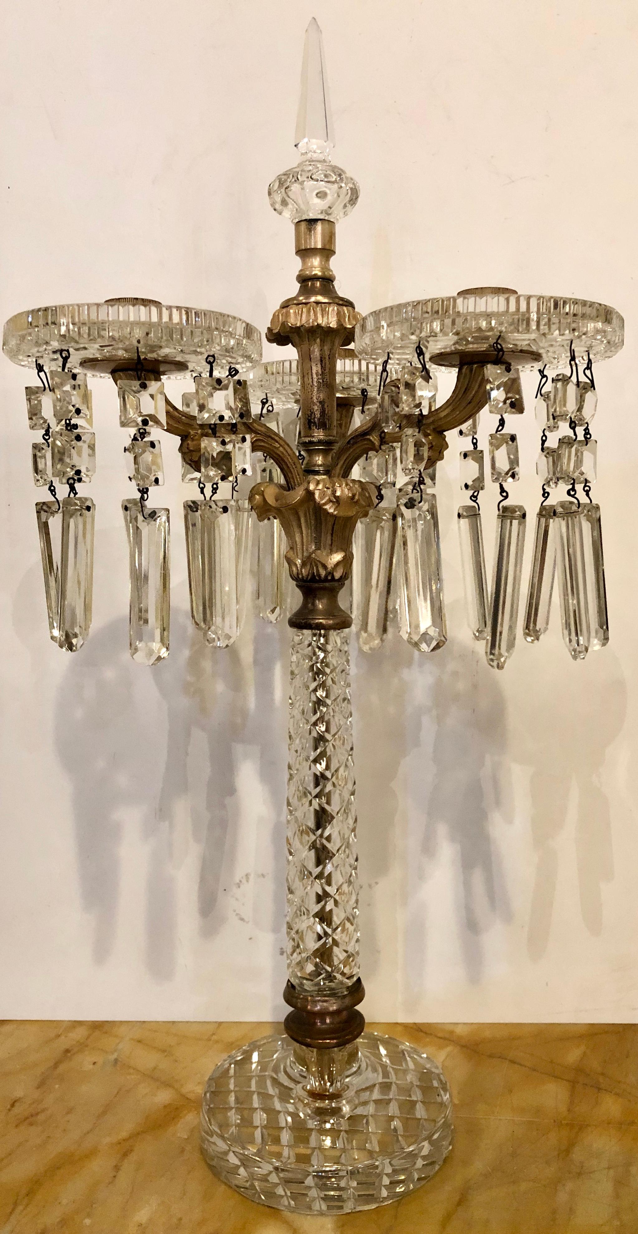 Pair of Baccarat Style Crystal Three-Arm Candelabras 3