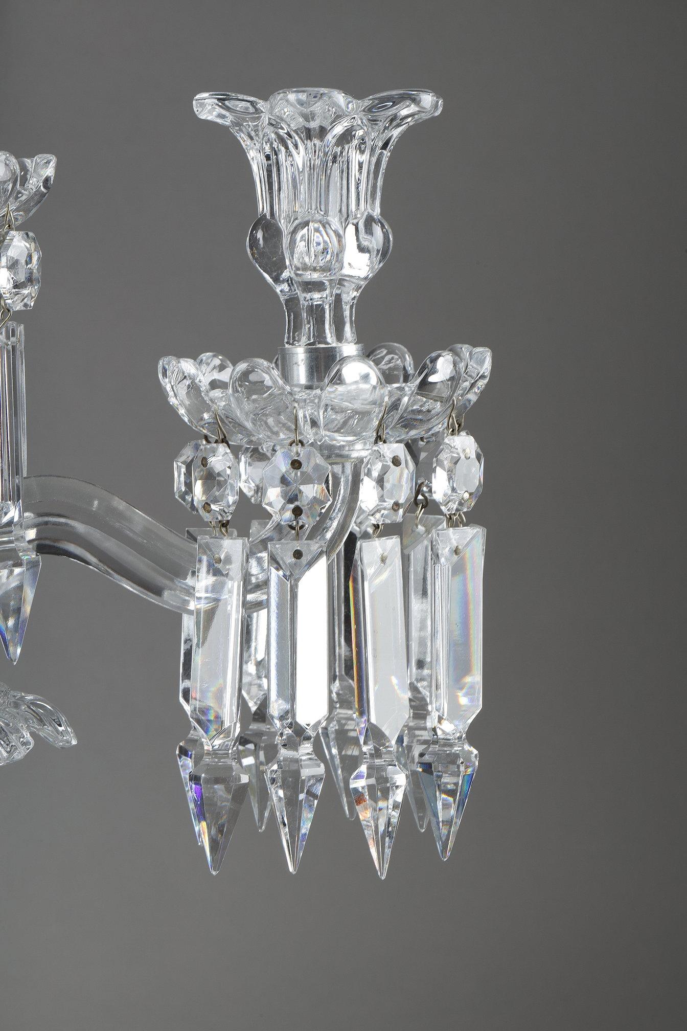 Pair of Baccarat three-light candlesticks 4
