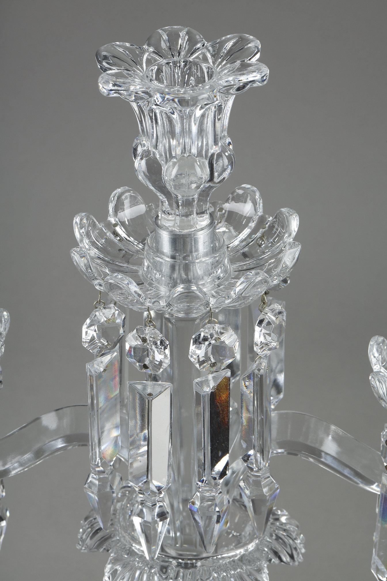 Pair of Baccarat three-light candlesticks 5