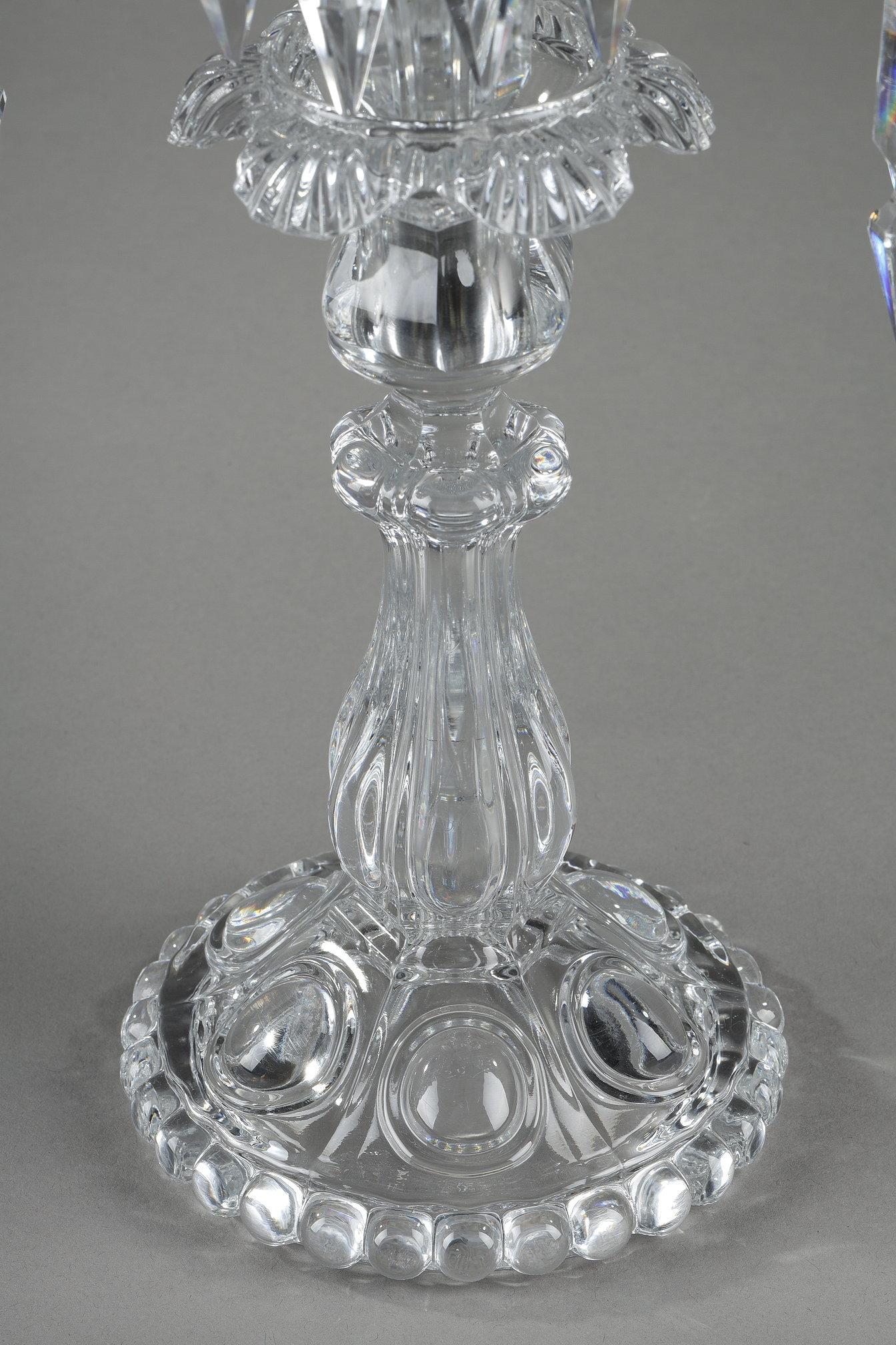 Pair of Baccarat three-light candlesticks 9