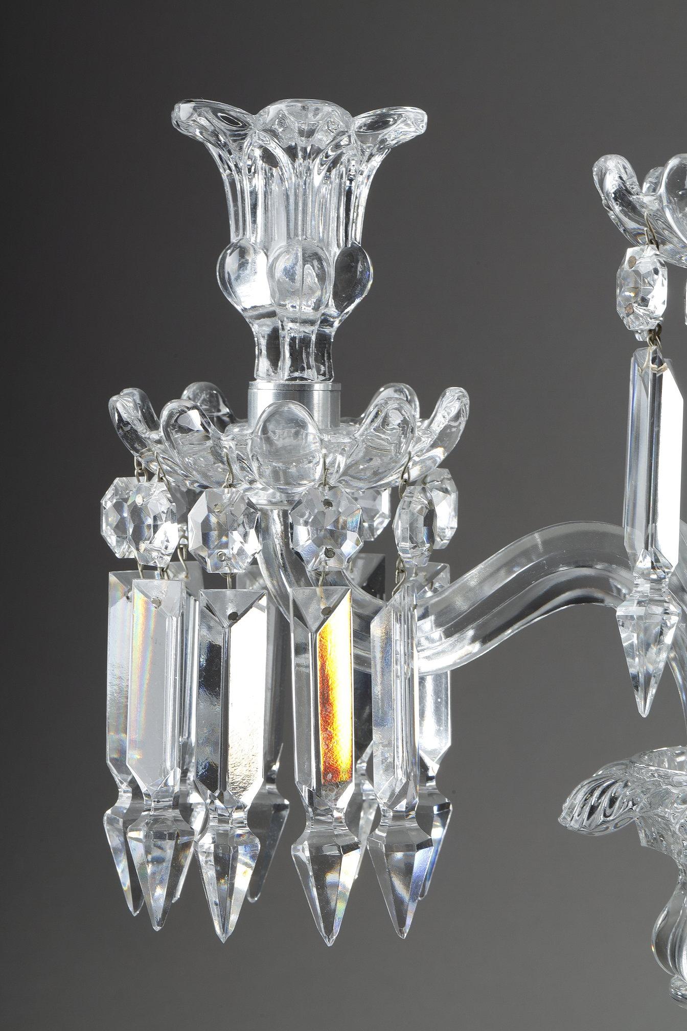 Pair of Baccarat three-light candlesticks 2