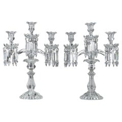 Pair of Baccarat three-light candlesticks