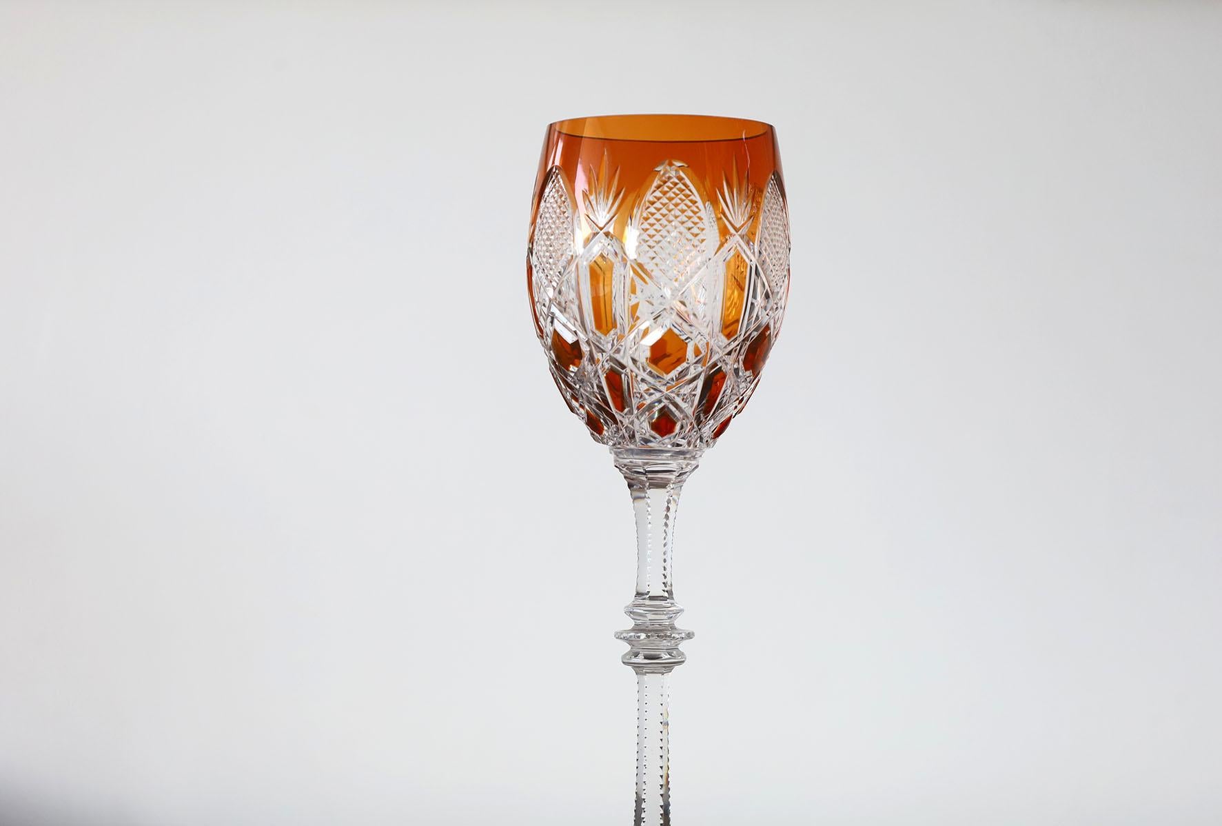 Art Nouveau Coppia di bicchieri da vino arancione Baccarat Tsar in vendita