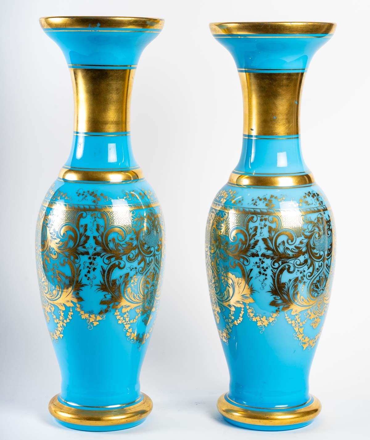 French Pair of Baccarat Vases, 19 Century
