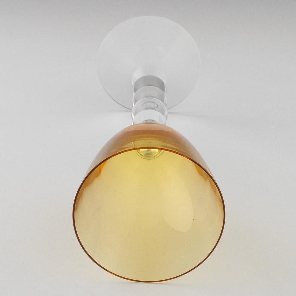 Contemporary Pair of Baccarat Vega Wine Glasses with Amber Bowls