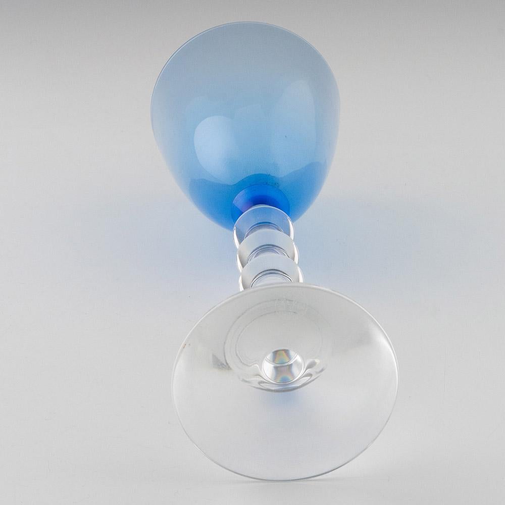 Pair of Baccarat Vega Wine Glasses with Azure Blue Bowls 1
