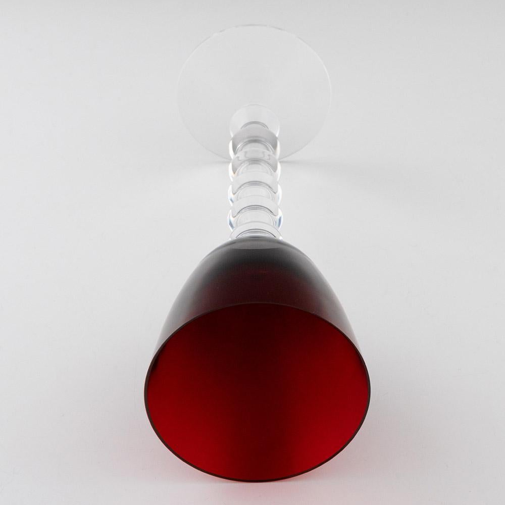Pair of Baccarat Vega Wine Glasses with Ruby Red Bowls In Good Condition In Tunbridge Wells, GB