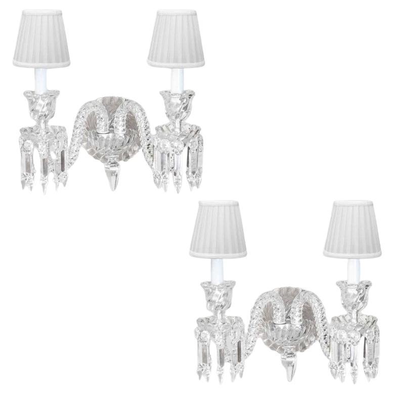 Pair of Baccarat Wall Lamp 2 Lights, 1990 For Sale