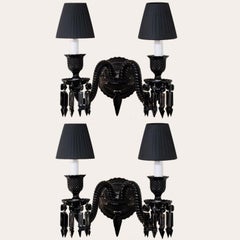 Paar Baccarat Wandlampe 2 Lichter Schwarz Seite Starck