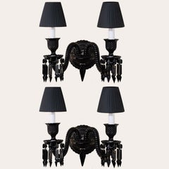 Pair of Baccarat Wall Lamp 2 Lights Black Side Starck
