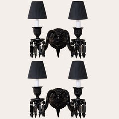Coppia di lampade da parete Baccarat a 2 luci nere laterali Starck