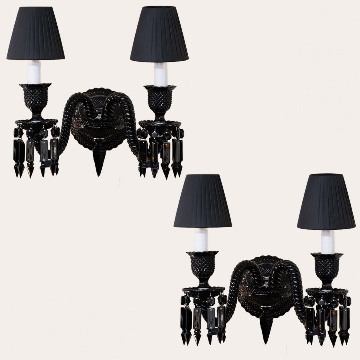 Pair of Baccarat Wall Lamp 2 Lights Black Side Starck Austríaco en venta
