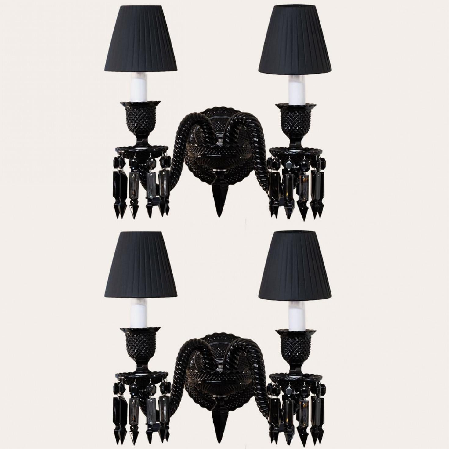 Pair of Baccarat Wall Lamp 2 Lights Black Side Starck Vidrio artístico en venta