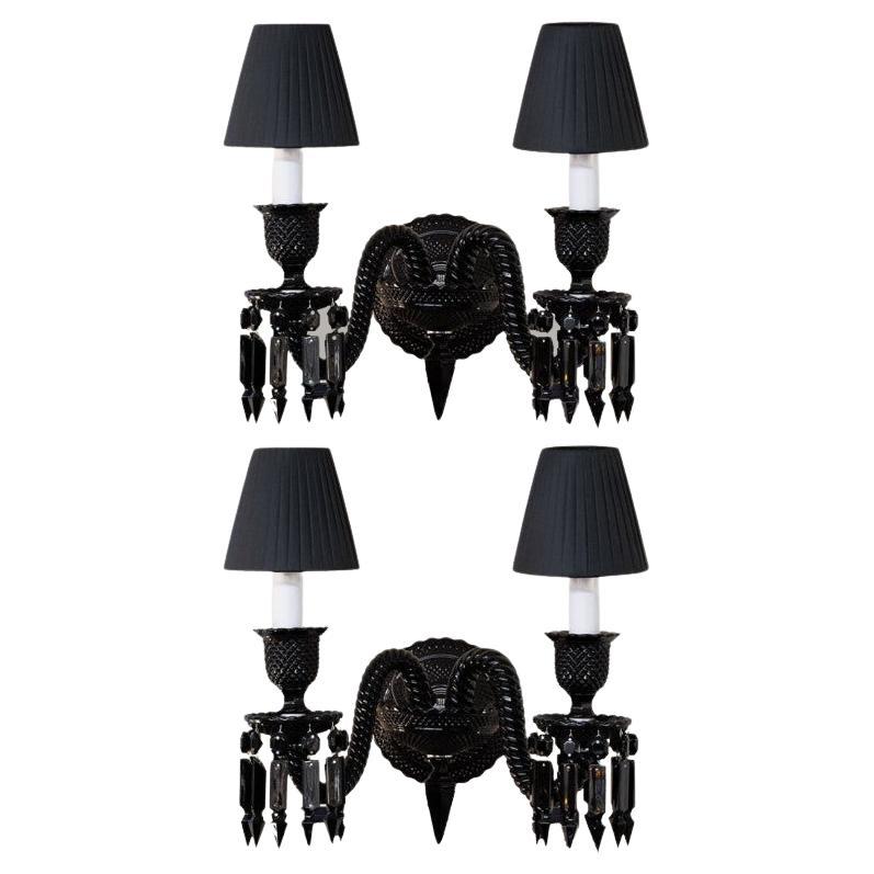Pair of Baccarat Wall Lamp 2 Lights Black Side Starck For Sale