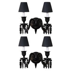 Coppia di lampade da parete Baccarat a 2 luci nere laterali Starck