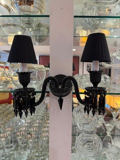 Pair of Baccarat "Zénith" 2-Arm Wall Sconces in Black Crystal by Philippe Starck