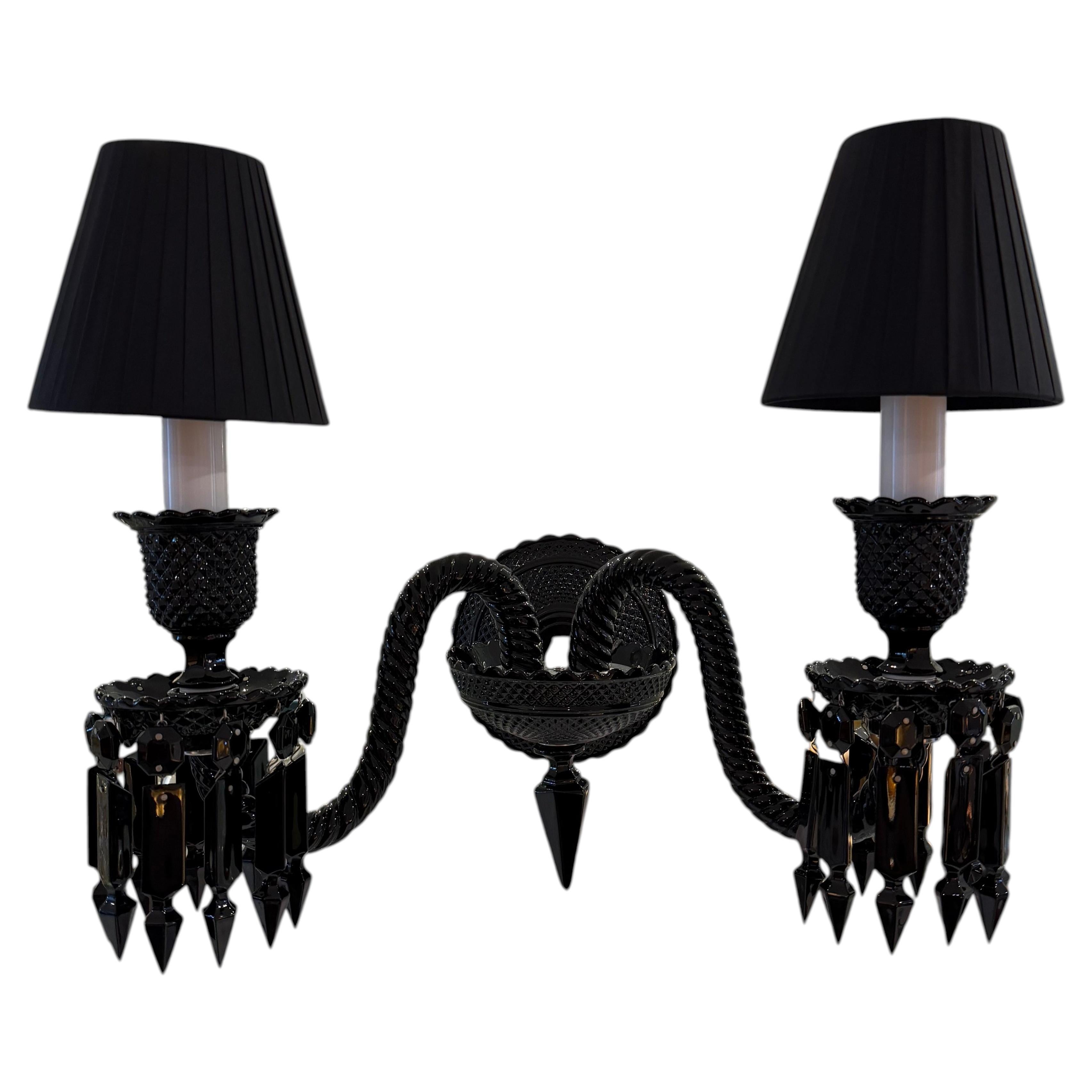 Pair of Baccarat "Zénith" 2-Arm Wall Sconces in Black Crystal by Philippe Starck