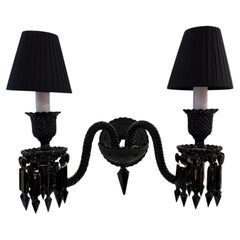 Pair of Baccarat "Zénith" 2-Arm Wall Sconces in Black Crystal by Philippe Starck