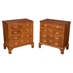 Pair of bachelor’s figured walnut and feather banded chests