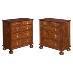 Pair of bachelor’s figured walnut chest of drawers